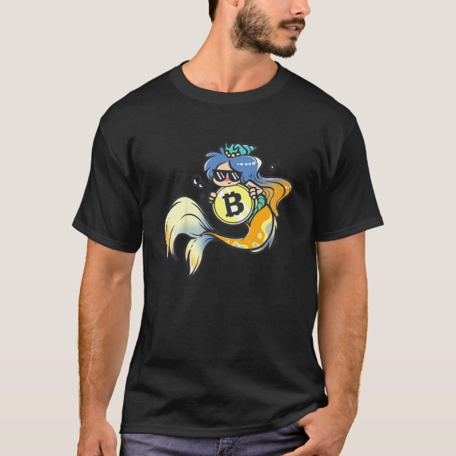 T-shirt Kids Bitcoin Mermaid with Sunglasses Cool Sea Anim (Devant)