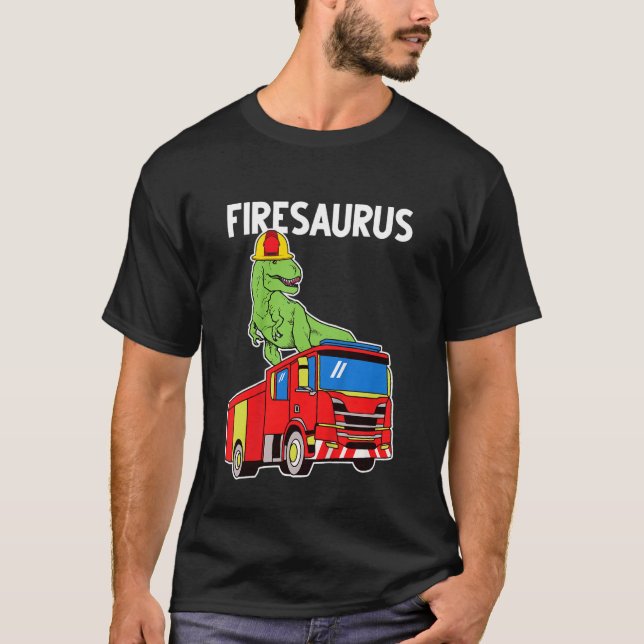 T-shirt Kids Boys Dino Fire Truck (Devant)