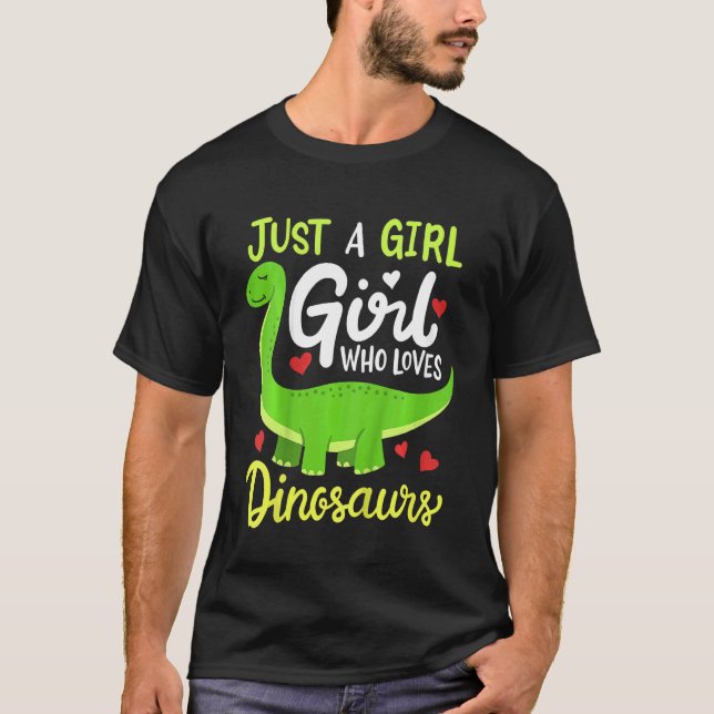 T-shirt Kids Brachiosaurus Dinosaur Just a Girl Who Loves  (Devant)