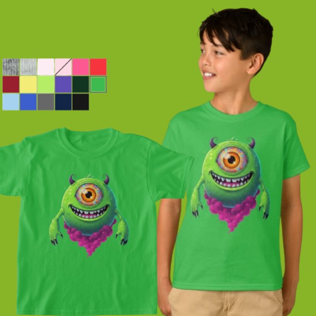 T-shirt Kids Bright Green Cyclops Monster Novelty Item (Créateur téléchargé)