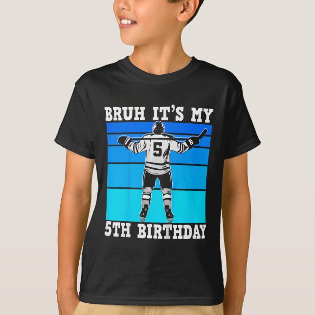 T-shirt Kids Bruh It's My 5th Birthday Ice Hockey Boys 5 Y (Devant)