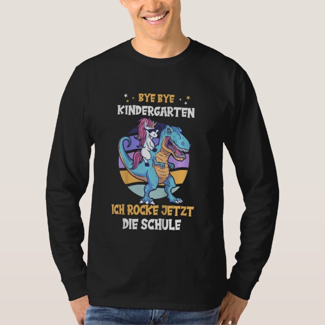 T-shirt Kids Bye bye kindergarten I'm rocking school now (Devant)