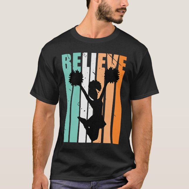 T-shirt Kids Cheerleading Cheerleader Believe Silhouette C (Devant)
