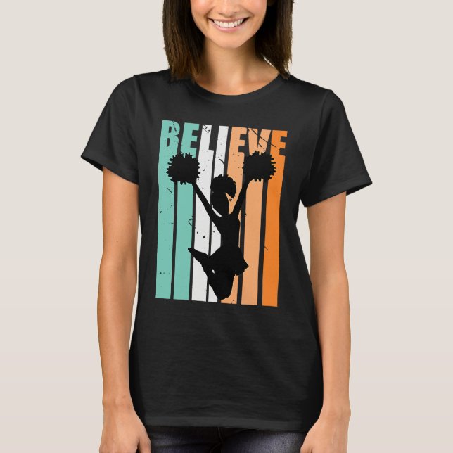 T-shirt Kids Cheerleading Cheerleader Believe Silhouette C (Devant)
