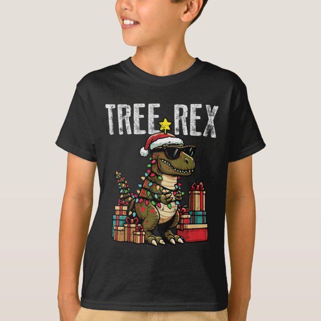 T-shirt Kids Christmas Dinosaur Tree Rex Xmas Trex Toddler (Devant)