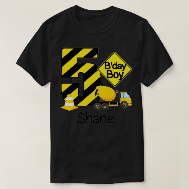 T-shirt Kids Construction 5th Birthday Shane Boys (Design devant)