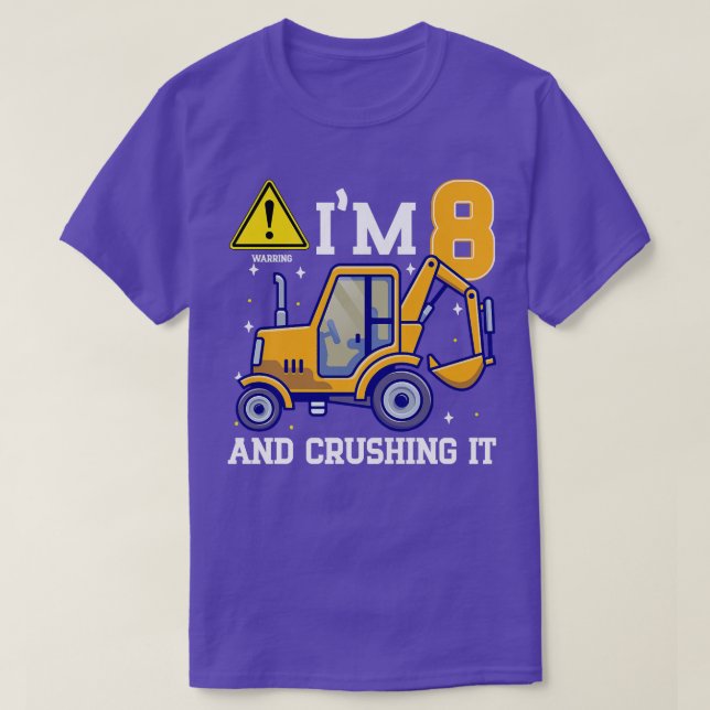 T-shirt Kids Construction Camion 8th Birthday 8 Years Old  (Design devant)