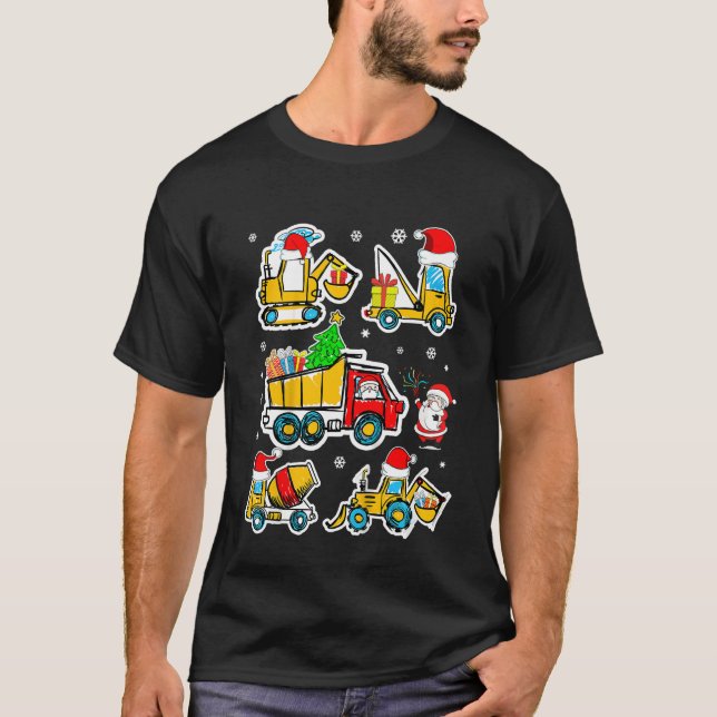 T-shirt Kids Construction Vehicle Christmas Crane Truck Sa (Devant)