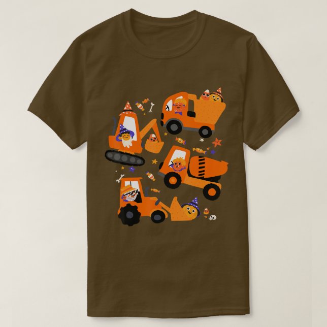 T-shirt Kids Construction Vehicle Halloween Crane Truck Pu (Design devant)