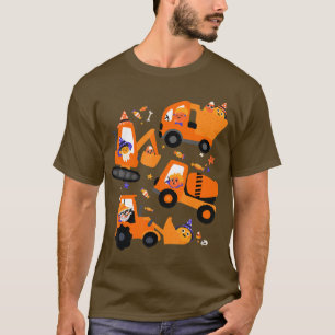 T-shirt Kids Construction Vehicle Halloween Crane Truck Pu