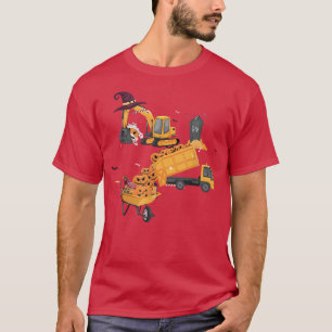 T-shirt Kids Construction Vehicle Halloween Crane Truck Pu