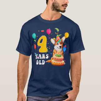 T-shirt Kids Cute 4 Years Old Corgi Dog Lover 4th Birthday