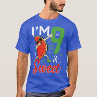 T-shirt Kids Cute I'm 9 Years Old & Sweet Dabbing Watermel