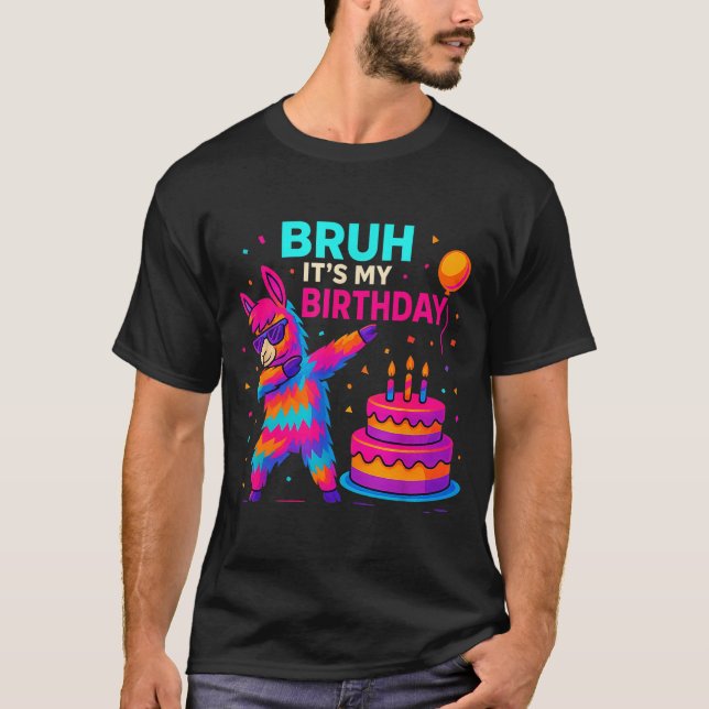 T-shirt Kids Dabbing Llama Birthday Funny Bday Party Tee  (Devant)
