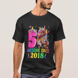T-shirt Kids Dabbing Unicorn 5th Birthday Girl Unicorn Par