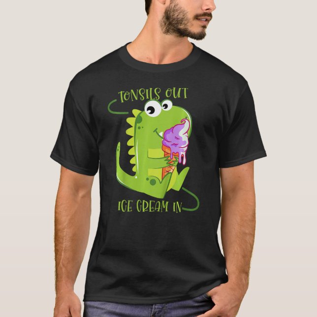 T-shirt Kids Dino Tonsils Out Ice Cream In Tonsillectomy D (Devant)