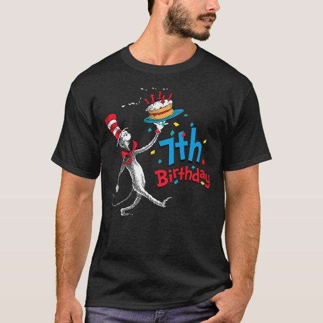 T-shirt Kids Dr. Seuss Cat in the Hat 7th Birthday (Devant)