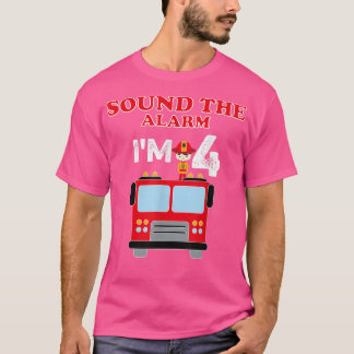 T-shirt Kids Fire Truck 4 Year Old Firefighter 4th Birthda