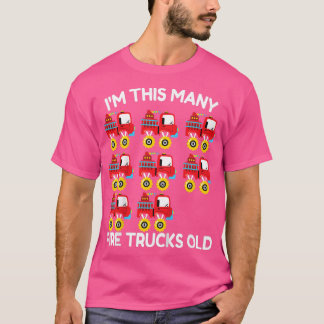 T-shirt Kids Fire Truck Firefighter Monster Truck 8th Birt
