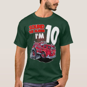 T-shirt Kids Fire Truck I'm 10 Years Old Firefighter 10th