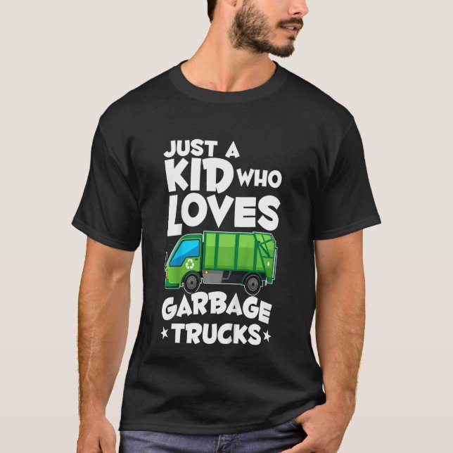 T-shirt Kids Garbage Day Boys Just A Kid Who Loves Garbage (Devant)
