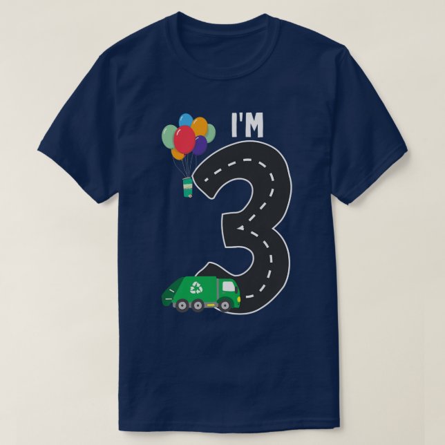 T-shirt Kids Garbage Truck 3rd Birthday Boys Recycle Trash (Design devant)