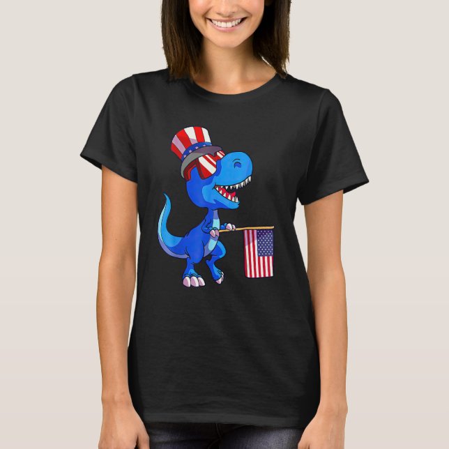 T-shirt Kids Happy 4th Of July Rex Dino Dinosaur Baby Todd (Devant)