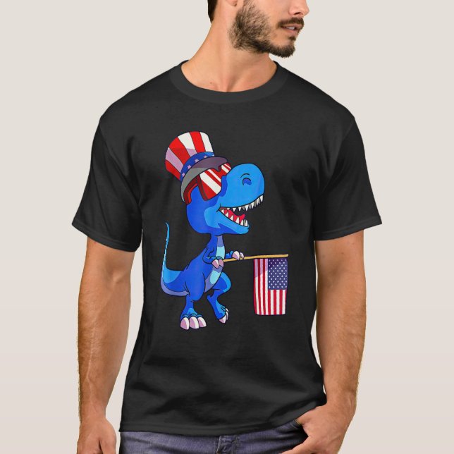 T-shirt Kids Happy 4th Of July Rex Dino Dinosaur Baby Todd (Devant)