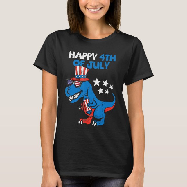 T-shirt Kids Happy 4th Of July Rex Dino Dinosaur Baby Todd (Devant)