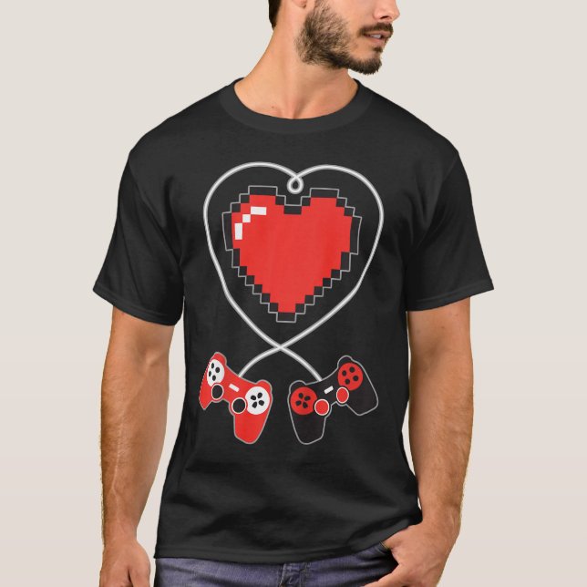T-shirt Kids Heart Pixel Art jeu vidéo Contrôleur Valenti (Devant)