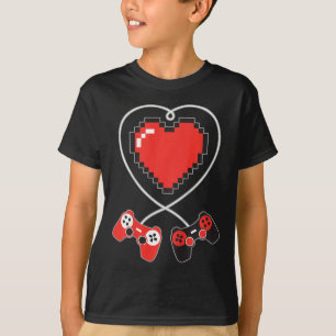 T-shirt Kids Heart Pixel Art jeu vidéo Contrôleur Valenti