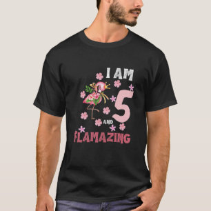 T-shirt Kids I Am 5 and Flamazing Funny 5Birthday