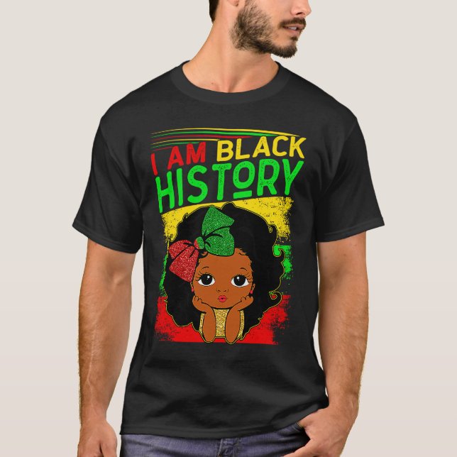 T-shirt Kids I Am Black History Girls Little Melanin Queen (Devant)