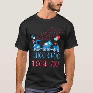 T-shirt Kids I Choo Choose You Valentines Day Train Blue B