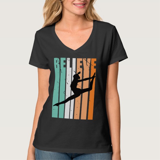 T-shirt Kids I Love Dance Team Believe Dancer Dancing Retr (Devant)