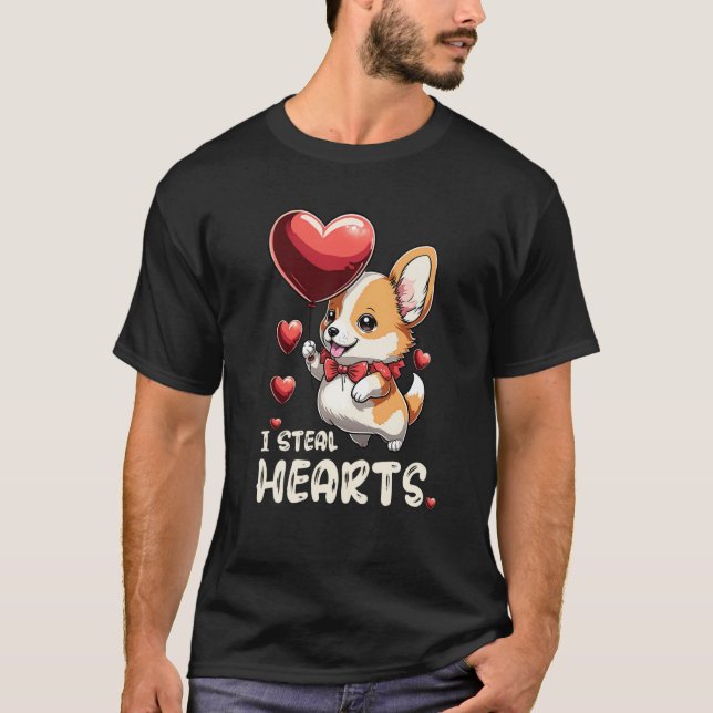 T-shirt Kids I Steal Hearts Girls Boys Valentines Day Todd (Devant)