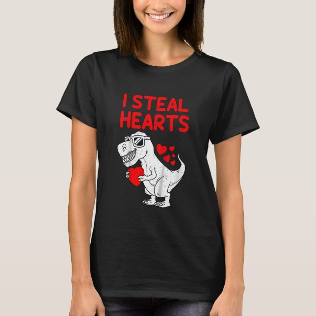 T-shirt Kids I Steal Hearts T Rex Dino Valentines Day Todd (Devant)