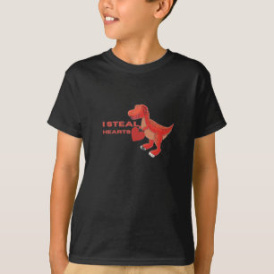 T-shirt Kids I Steal Hearts Trex Dino Baby Boy Valentines