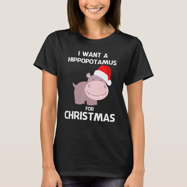 T-shirt Kids I Want A Hippopotamus For Christmas Hippo Xma (Devant)