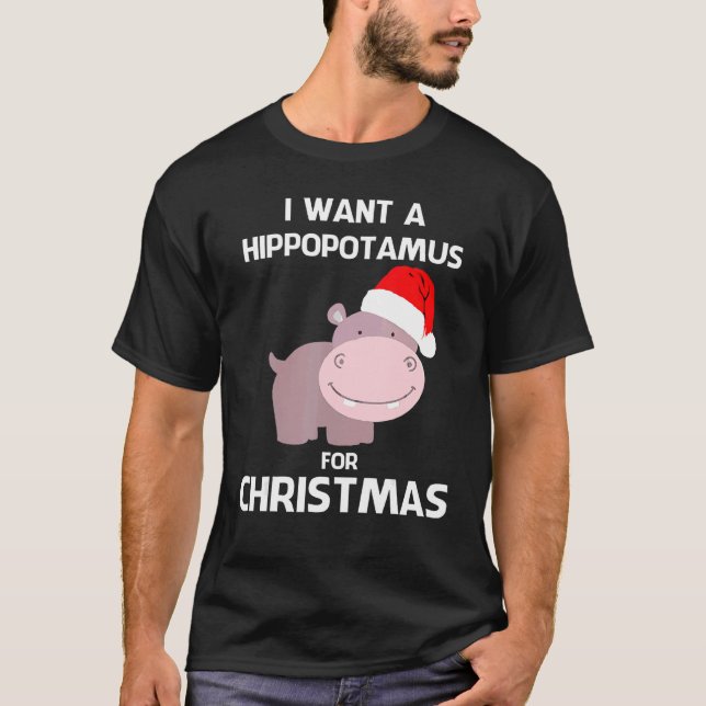 T-shirt Kids I Want A Hippopotamus For Christmas Hippo Xma (Devant)