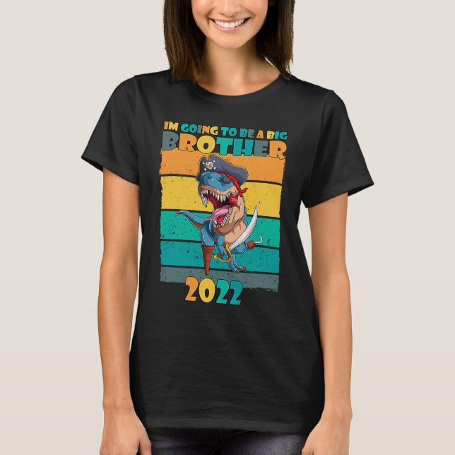T-shirt Kids I'm Going to be a Big Brother 2022 T Rex Pira (Devant)