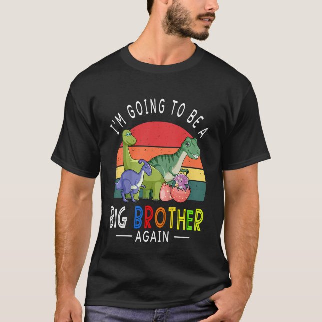 T-shirt Kids I'm Going To Be A Big Brother Again 2023 Dino (Devant)