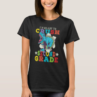 T-shirt Kids Im Ready To Crush 2nd Grade Dinosaur Back To 