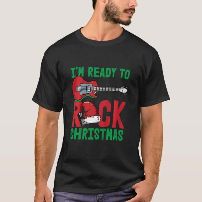T-shirt Kids Im Ready To Rock Christmas Pajama Cool Guitar (Devant)