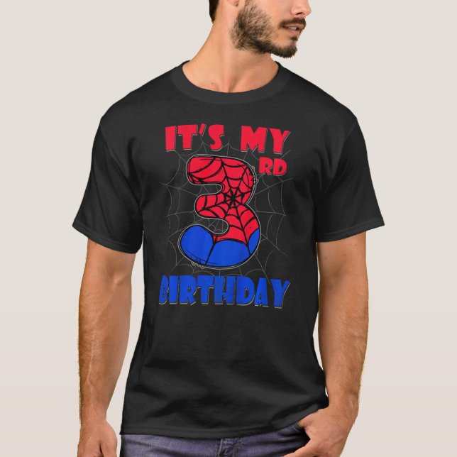 T-shirt Kids It's My 3rd Birthday Spider Theme Party 3 Yea (Devant)