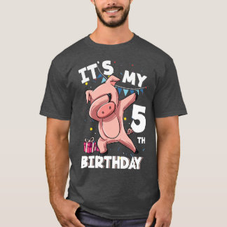 T-shirt Kids Its My 5th Birthday 5 Year Old Pig Birthday P