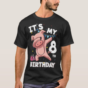 T-shirt Kids Its My 8th Birthday 8 Year Old Pig Birthday 