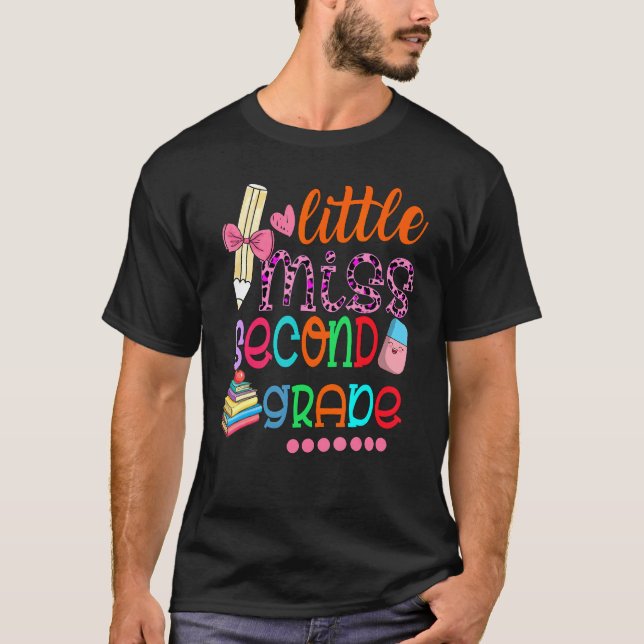 T-shirt Kids Little Miss First 2nd Grade Back To School Gi (Devant)