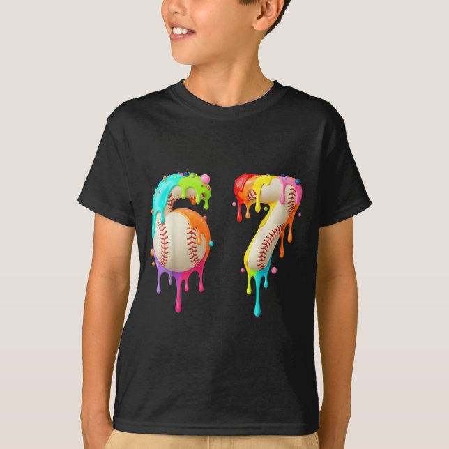 T-shirt Kids Meme 67 Number Six 6 Seven 7 Ice Cream Drips  (Devant)