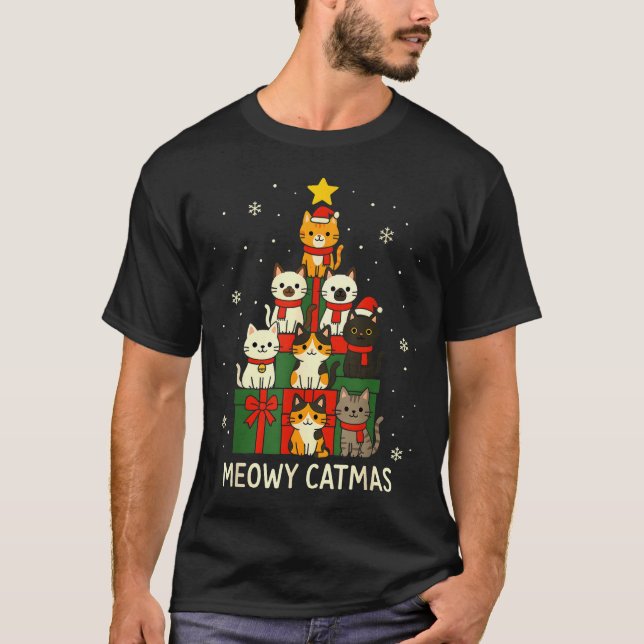 T-shirt Kids Men Women Meowy Catmas Funny Christmas Cats C (Devant)